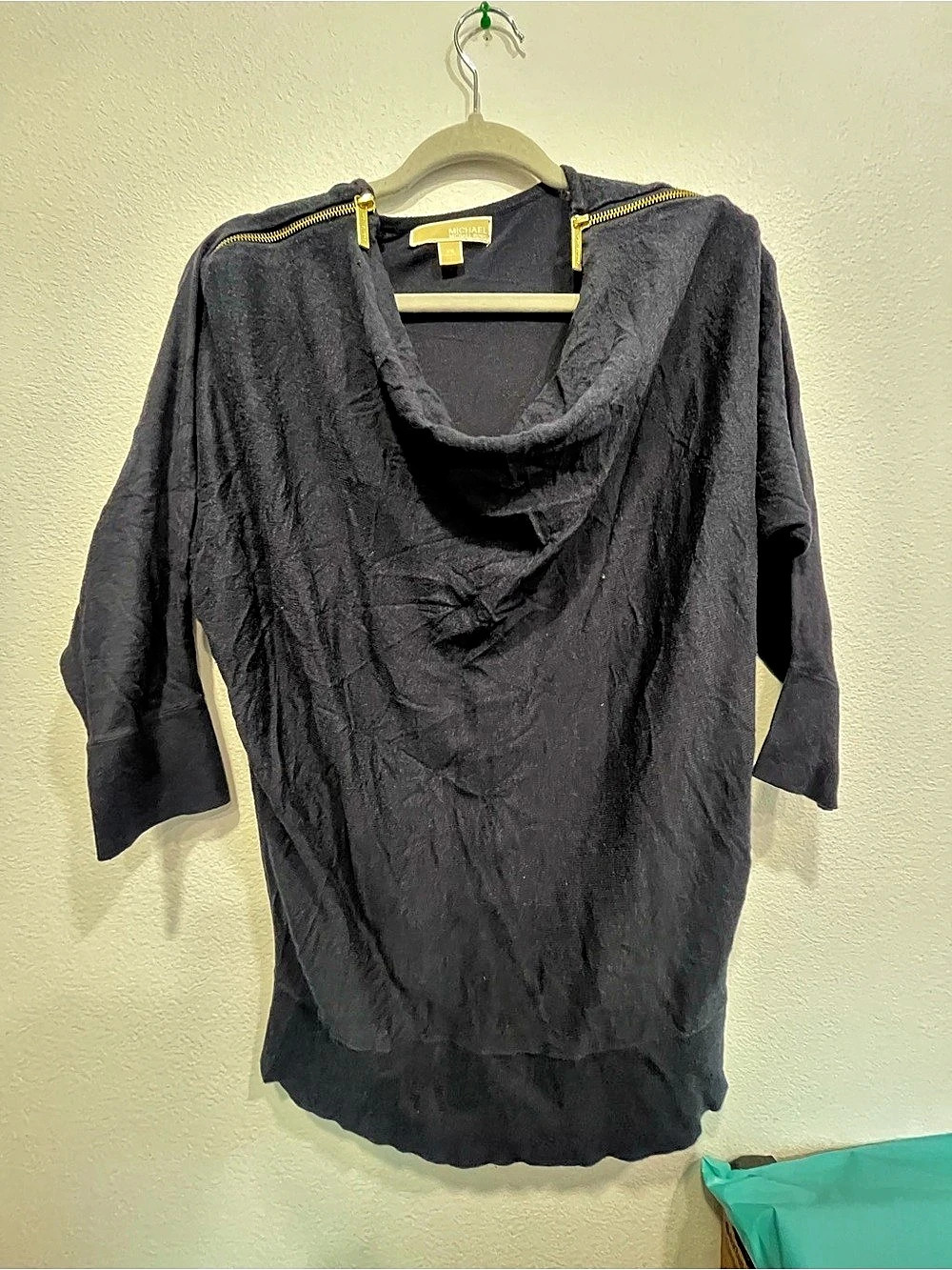 Michael Kors Black Draped Neck Tunic XS